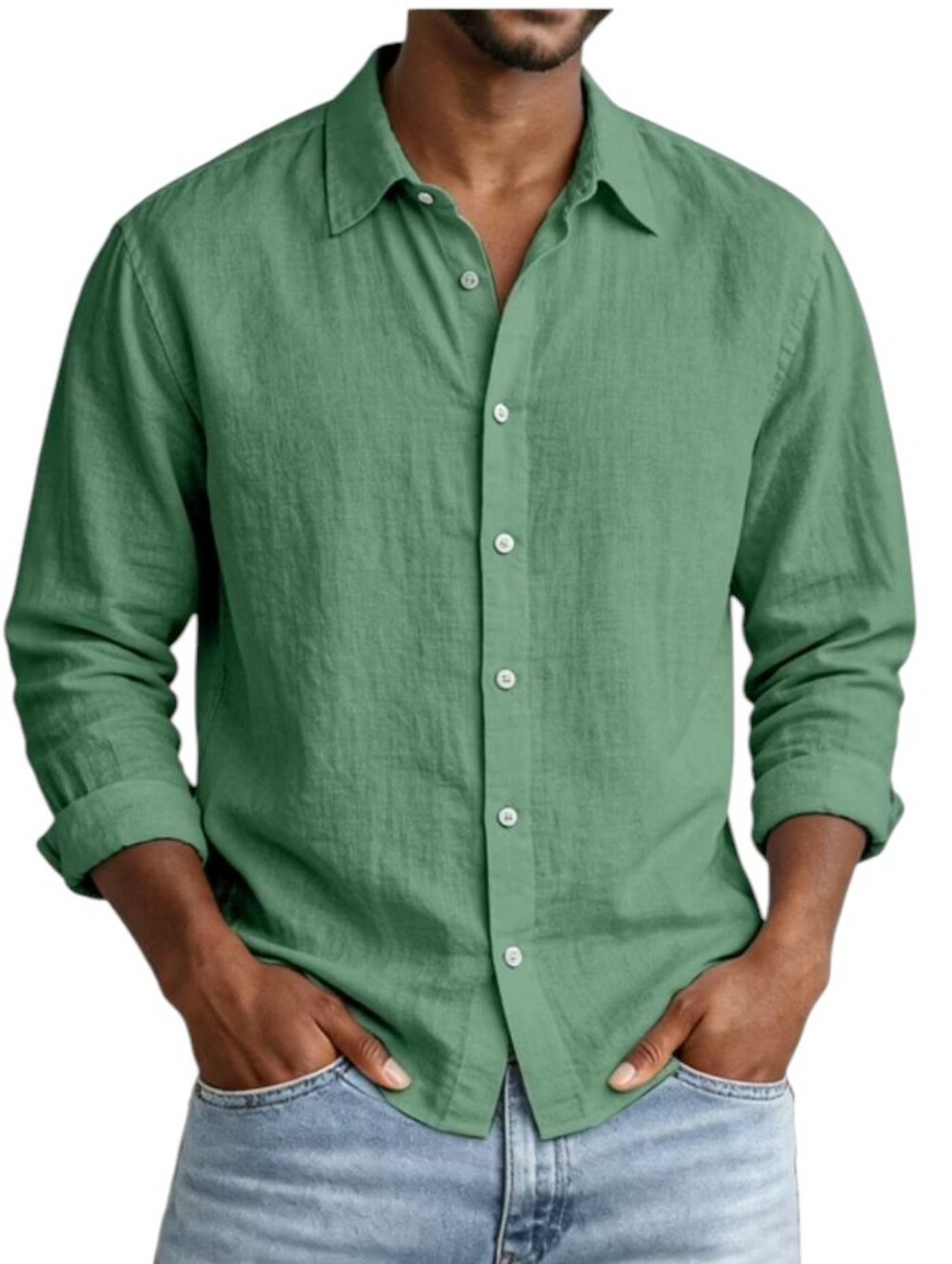 New Ambercrombie and Fitch Linen Blend  Shirt Sz M Green